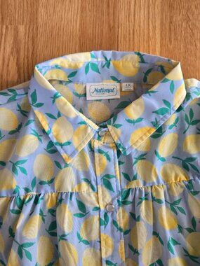 National Lemon Print House Dress XL NWT 🍋 Cottagecore Button Front